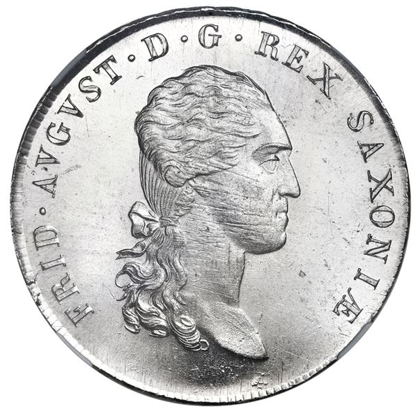 Saxony (German States), mining taler, Friedrich August I, 1811-SGH, NGC MS 64 ("top pop").