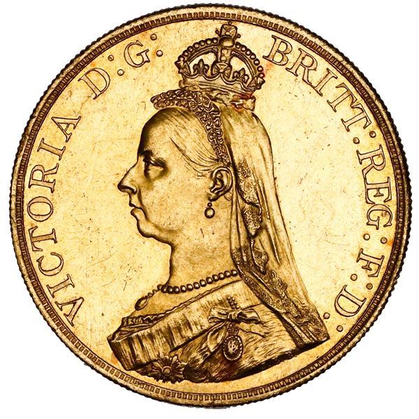 Great Britain (London, England), gold 5 pounds, Victoria (jubilee bust), 1887.
