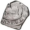 Image 1 : Guatemala, cob 4 reales, 1734J, rare, with sun-over-mountains countermark (Type II, 1839) on shield 