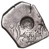 Image 2 : Guatemala, cob 4 reales, 1734J, rare, with sun-over-mountains countermark (Type II, 1839) on shield 