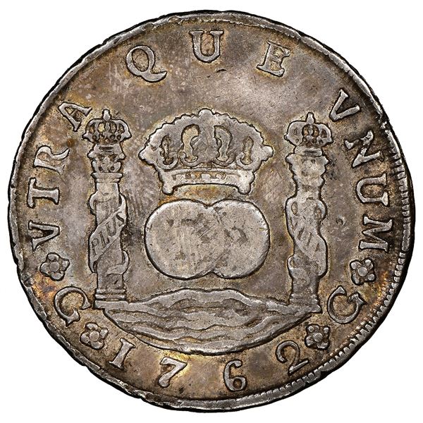 Guatemala, pillar 8 reales, Charles III, 1762P, rare, NGC VF 35.