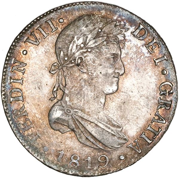 Guatemala, bust 8 reales, Ferdinand VII, 1819M, NGC MS 62, finest known in NGC census.