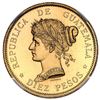 Image 1 : Guatemala (struck at the Paris mint), gold proof 10 pesos essai, 1894-A, NGC PF 64, finest known, ex