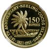 Image 2 : Keeling-Cocos Islands, gold proof 150 rupees, 1977, fineness .916, NGC PF 68 Cameo.
