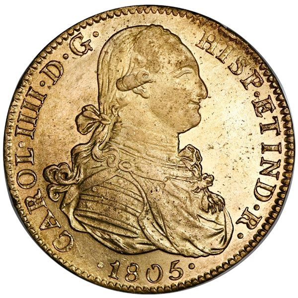 Mexico City, Mexico, gold 8 escudos, Charles IV, 1805TH.