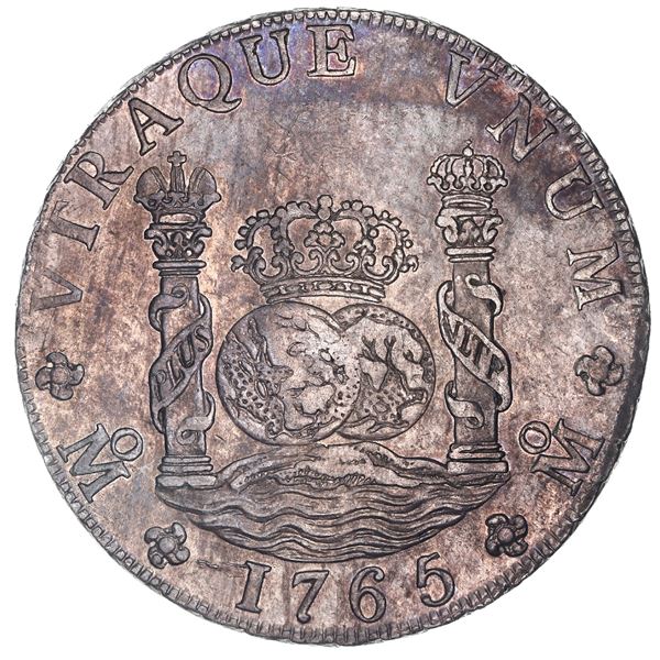 Mexico City, Mexico, pillar 8 reales, Charles III, 1765MF.