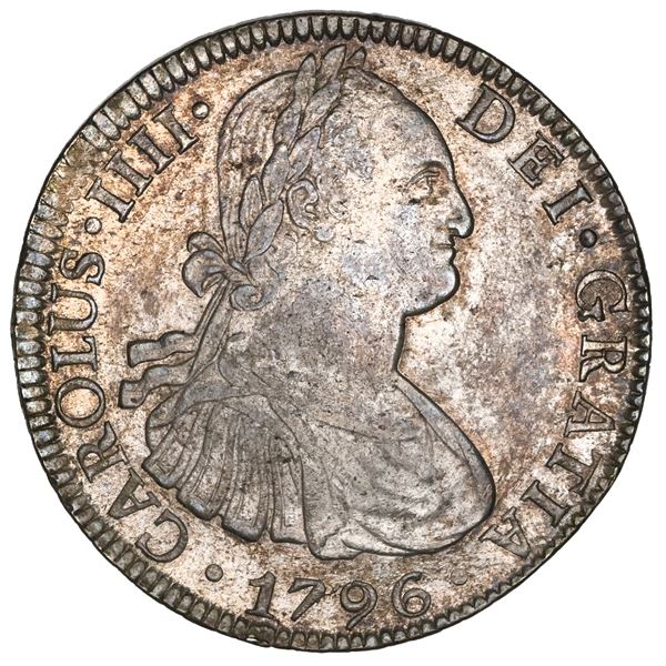 Mexico City, Mexico, bust 8 reales, Charles IV, 1796FM, NGC MS 62.