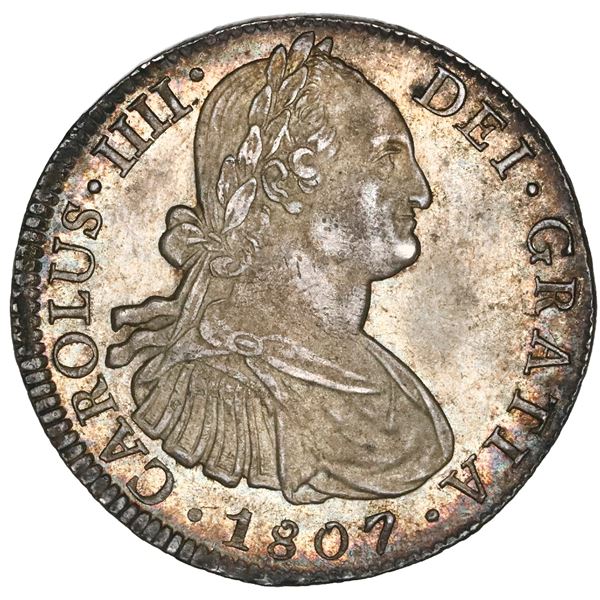 Mexico City, Mexico, bust 8 reales, Charles IV, 1807TH, NGC MS 64 ("top pop").