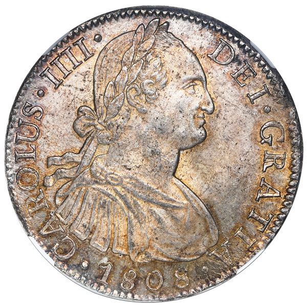 Mexico City, Mexico, bust 8 reales, Charles IV, 1808TH, NGC MS 63.