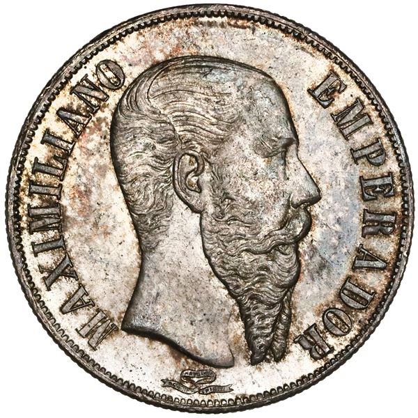 Mexico City, Mexico, 1 peso, 1866, Maximilian, NGC MS 64+.