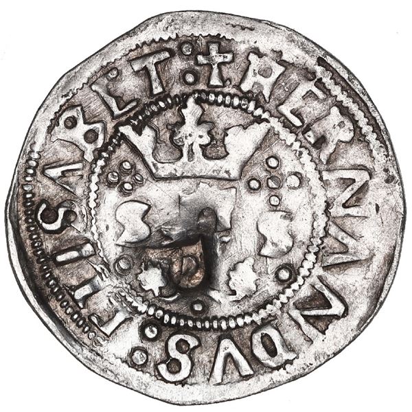 Panama(?), P countermark on a Seville, Spain, 1/2 real, Ferdinand-Isabel, special "crowned-F" issue 