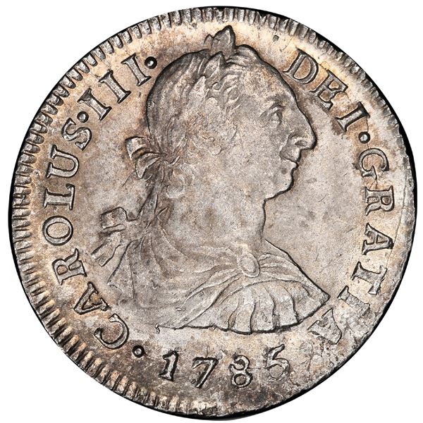 Lima, Peru, bust 2 reales, Charles III, 1785MI, PCGS MS64, finest known in PCGS census.