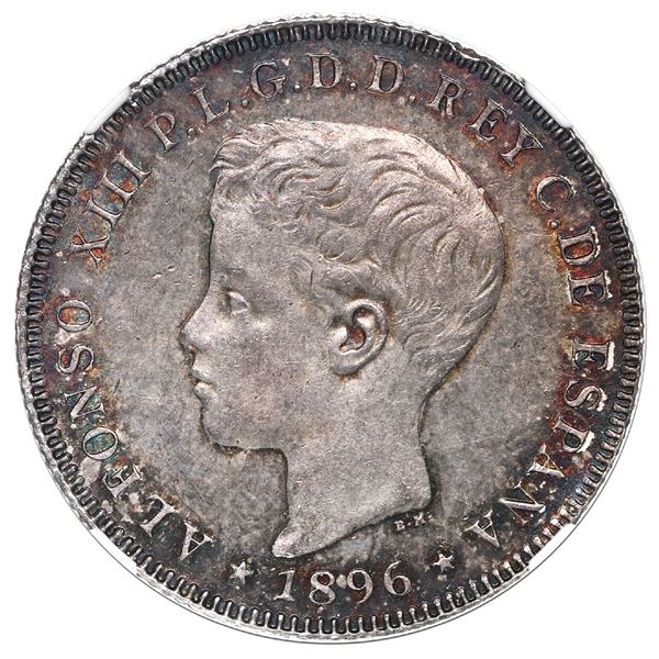 Puerto Rico (under Spain), 40 centavos, Alfonso XIII, 1896PG-V, NGC MS 63.