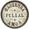Image 2 : San German Municipio, Puerto Rico, brass 10 almudes token, Hacienda Filial Amor (ca. 1880), very rar