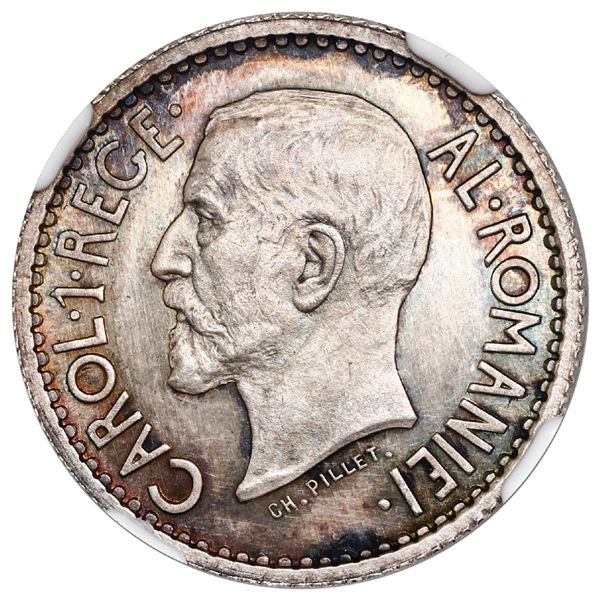 Romania (struck at the Paris mint), silver essai 1 leu, Carol I, 1914, NGC PF 63.