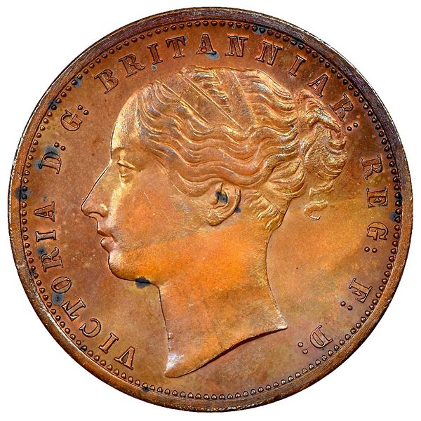 Griquatown, South Africa, bronze pattern penny, Victoria, 1890, rare, NGC PF 62 BN.