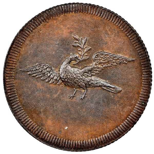 Griquatown, South Africa, copper 1/2 penny, no date (1815-16), diagonally reeded edge, rare, NGC UNC