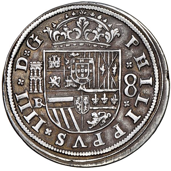 Segovia, Spain, milled 8 reales, Philip IV, 1660BR, NGC AU 50.