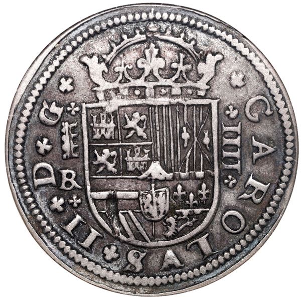 Segovia, Spain, milled 4 reales, Charles II, 1684BR, ANACS VF 30.