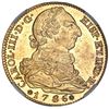 Image 1 : Madrid, Spain, gold bust 4 escudos, Charles III, 1786DV, NGC MS 62+.