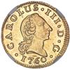 Image 1 : Madrid, Spain, gold bust 1/2 escudo, Charles III (young bust), 1760JP, plain crown, NGC MS 65 ("top 