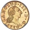 Image 1 : Madrid, Spain, gold bust 1/2 escudo, Charles III (young bust), 1770PJ, NGC MS 64 ("top pop").