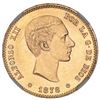Image 1 : Madrid, Spain, gold 25 pesetas, Alfonso XII, 1878DE-M, with 18-78 inside stars, NGC MS 64.