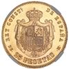 Image 2 : Madrid, Spain, gold 25 pesetas, Alfonso XII, 1878DE-M, with 18-78 inside stars, NGC MS 64.