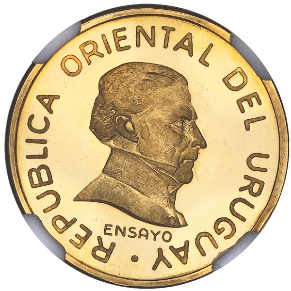 Uruguay, gold proof essai 1 peso, 1994, granulated legends, NGC PF 65 Ultra Cameo, finest and only e