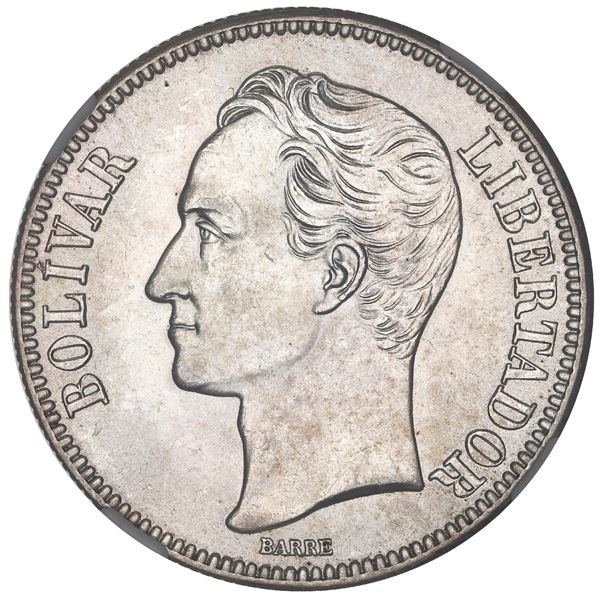 Venezuela (struck at the Philadelphia mint), 5 bolivares, 1936, high 3, NGC MS 65 ("top pop").