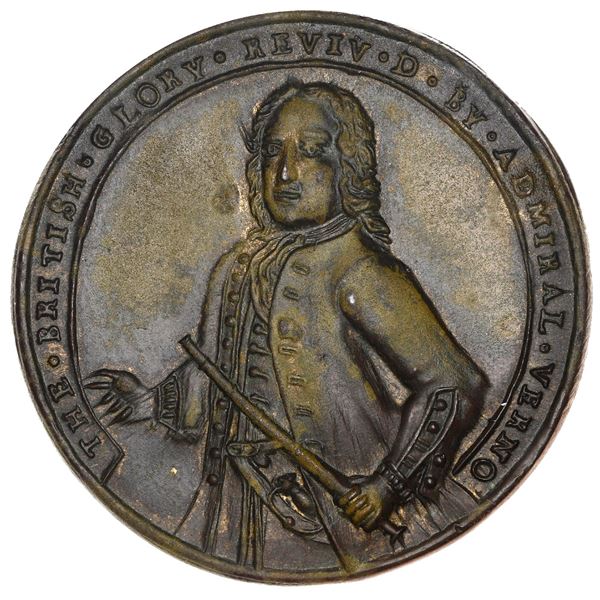 Great Britain, copper-zinc Admiral Vernon medal, 1739, Porto Bello, ex-Adams (Plate).