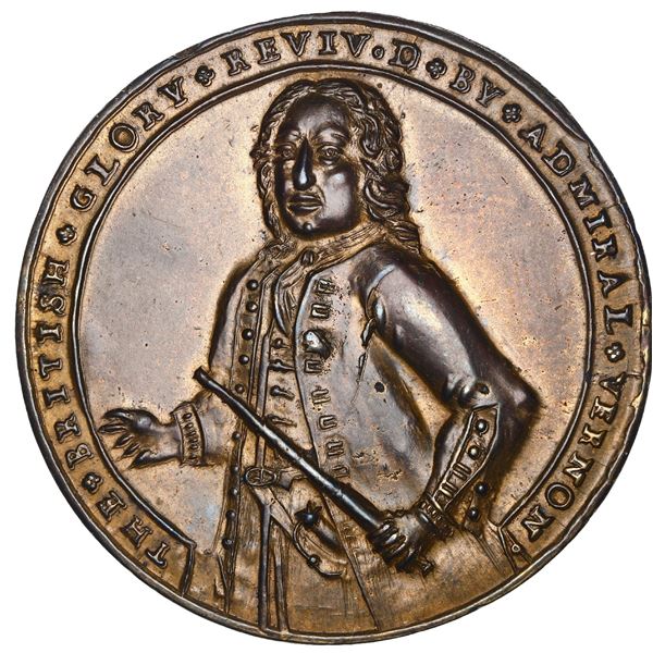 Great Britain, copper-zinc Admiral Vernon medal, 1739, Porto Bello, ex-Adams.