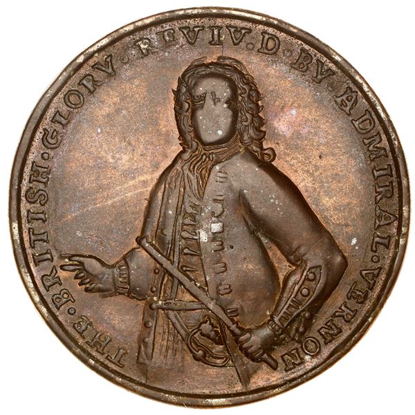 Great Britain, copper-zinc Admiral Vernon medal, 1739, Porto Bello, ex-Adams (Plate).