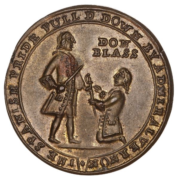 Great Britain, small-sized copper-zinc Admiral Vernon medal, 1739, Porto Bello, Vernon and Lezo, ex-