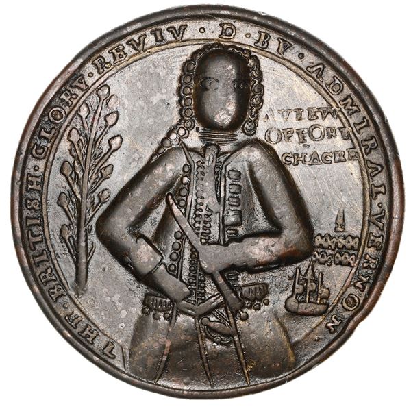 Great Britain, copper-zinc Admiral Vernon medal, 1739, Porto Bello, Fort Chagres, ex-Adams.