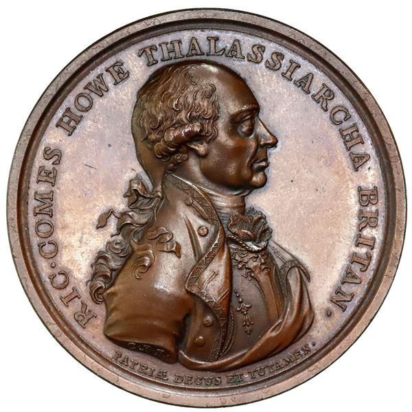 Great Britain, high-relief copper medal, Admiral Earl Howe, 1794, Battle of the Glorious First of Ju