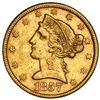 Image 1 : USA (Philadelphia Mint), Liberty Head $5 half eagle, 1857, NGC AU 55.