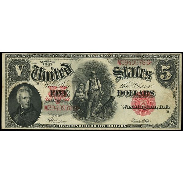 USA, United States Note, "woodchopper" $5, series of 1907, Speelman-White, serial M39409784.