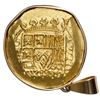 Image 1 : Mexico City, Mexico, cob 8 escudos, (171)5J, ex-1715 Fleet, mounted cross-side out in 18K gold bezel