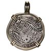 Image 2 : Potosi, Bolivia, cob 1 real, Philip II, assayer B (3rd period), mounted cross-side out in 14K gold b