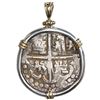 Image 2 : Potosi, Bolivia, cob 8 reales, Philip IV, assayer T (1620s), ex-Panama hoard (ca. 1629), mounted cro