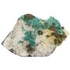 Image 1 : Large natural Colombian emerald in stone matrix with bits of pyrite sprinkled throughout over calcit