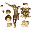 Image 1 : Lot of nine small gold and gilt-copper crucifix pieces, early Spanish colonial, ca. 17th century.