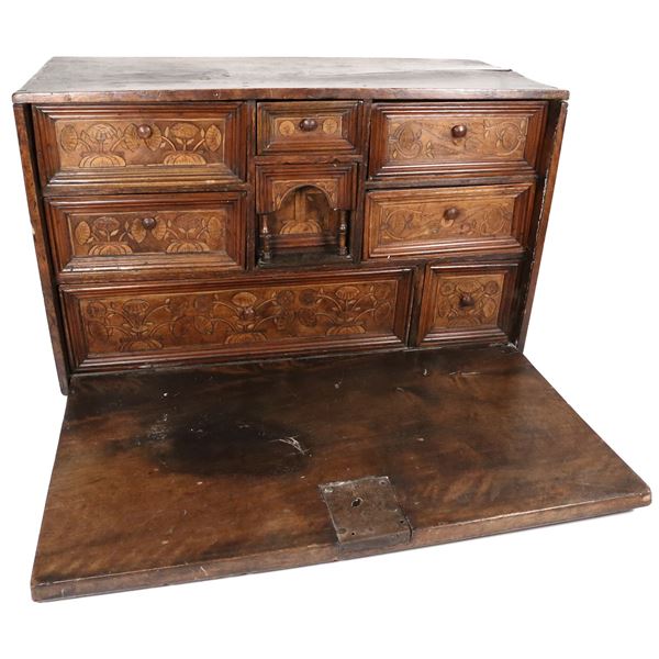 Spanish colonial "vargueno" or traveling desk/chest for table top, 1600s-1700s.