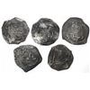 Image 1 : Lot of five Mexico City, Mexico, cob 4 reales, Philip IV, assayer P (where visible).