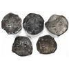 Image 2 : Lot of five Mexico City, Mexico, cob 4 reales, Philip IV, assayer P (where visible).
