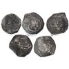 Image 1 : Lot of five Mexico City, Mexico, cob 4 reales, Philip IV, assayer P (where visible).