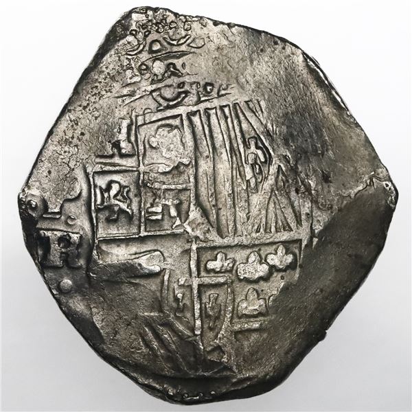 Potosi, Bolivia, cob 8 reales, Philip IV, assayer TR (late 1630s).