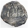 Image 1 : Potosi, Bolivia, cob 8 reales, 1652E post-transitional (Transitional Type VIII/B), 1-PH-6 at top.
