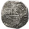 Image 2 : Potosi, Bolivia, cob 8 reales, 1653E, dot-PH-dot at top, three-digit date below cross.